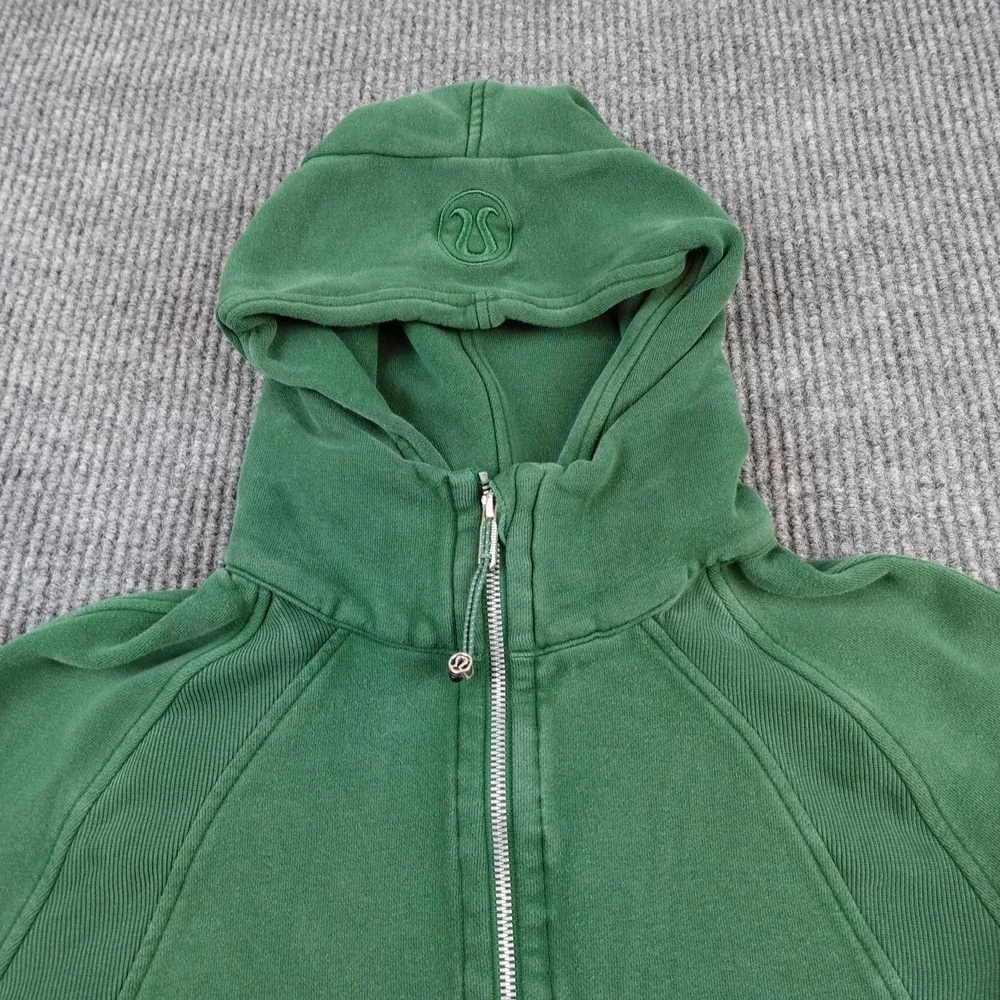 Lululemon Scuba Cropped Hoodie Womens 10 Green Half Zip Fleece Sweatshirt